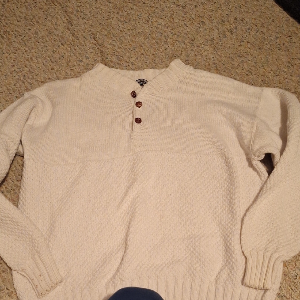 Women's Cream Sweater with Button Detail